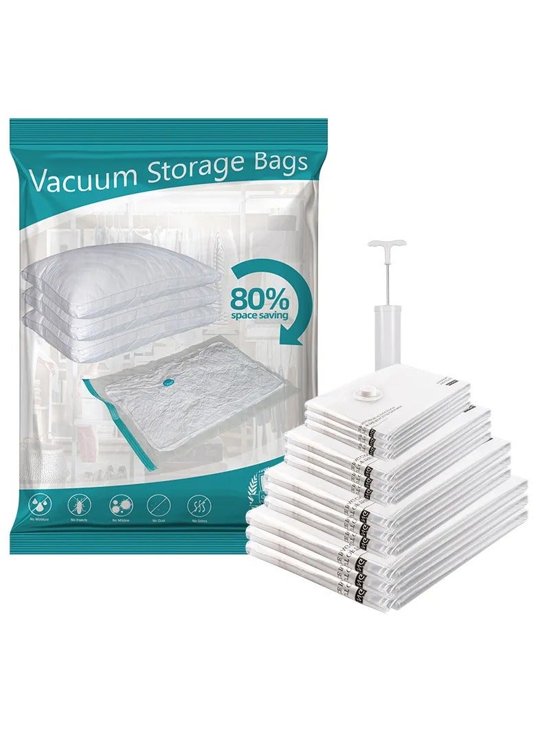 MODANOIR Vacuum Storage Bags 10PCS, Space Saver Bags with hand Pump, Reusable Vacuum Seal Storage Bags for Bedding, Clothes, Curtains, Pillows (3 x Jumbo, 3 x Large, 4 x Medium)  - Image 1