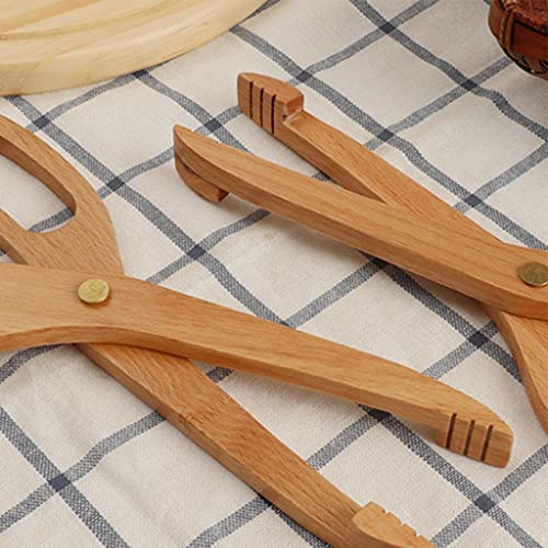 CALANDIS Wooden Kitchen Tongs Nonstick Salad Server Heat Resistant for Cooking Baking - Image 2