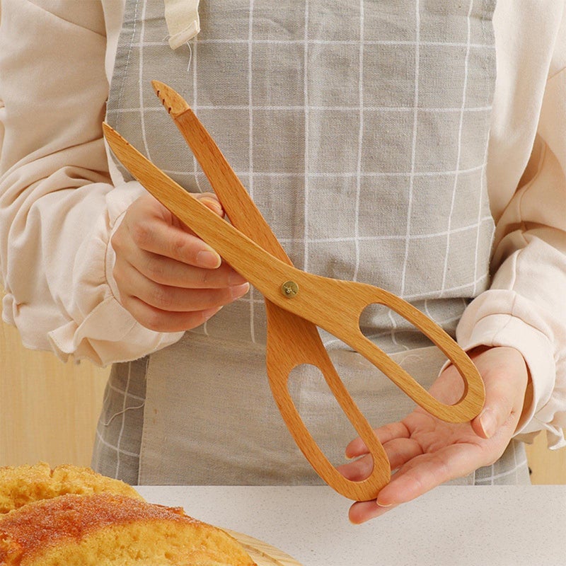 CALANDIS Wooden Kitchen Tongs Nonstick Salad Server Heat Resistant for Cooking Baking - Image 5