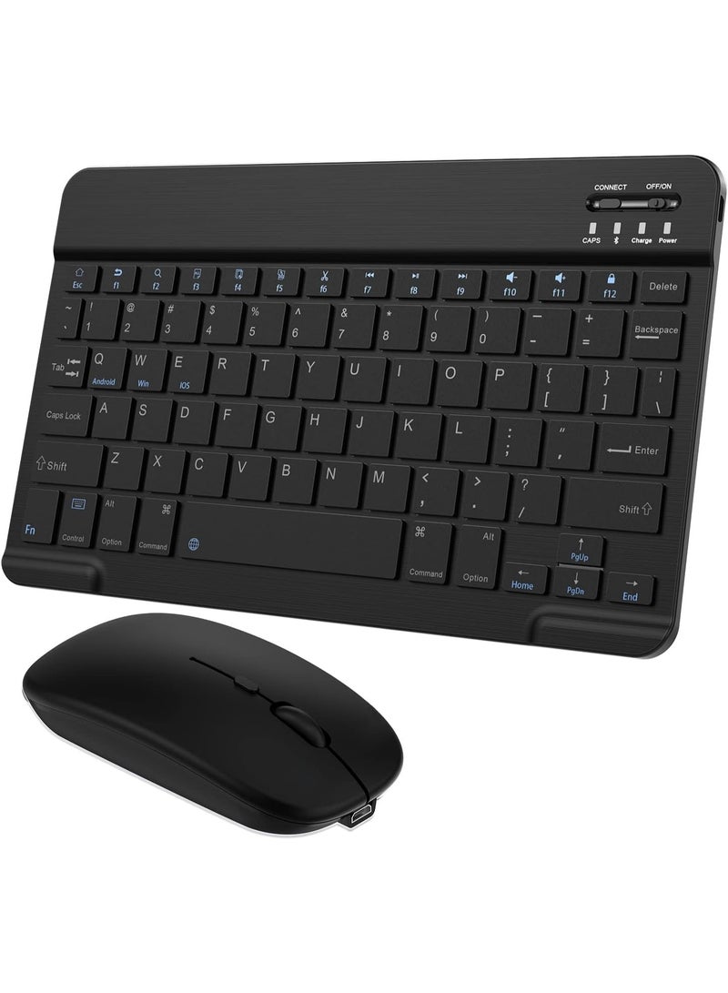 Wireless Bluetooth Keyboard and Mouse Set, Comfortable, Compact, Rechargeable, Compatible with All Devices, Black - Image 1