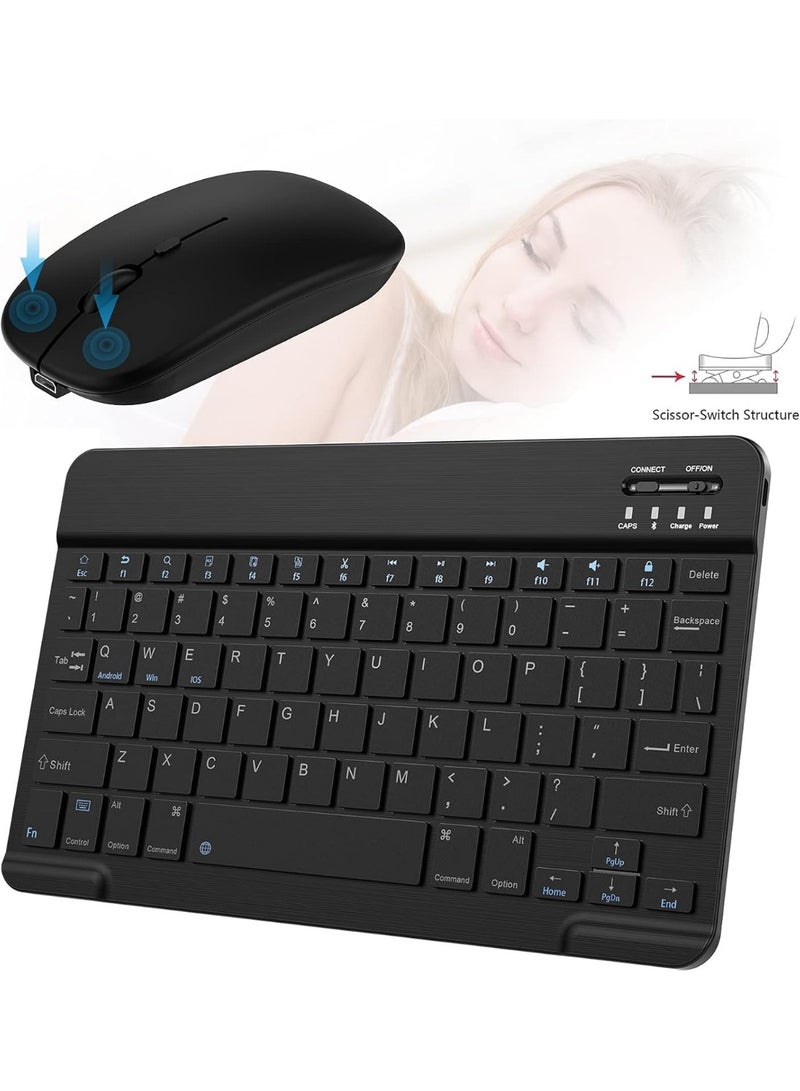 Wireless Bluetooth Keyboard and Mouse Set, Comfortable, Compact, Rechargeable, Compatible with All Devices, Black - Image 3