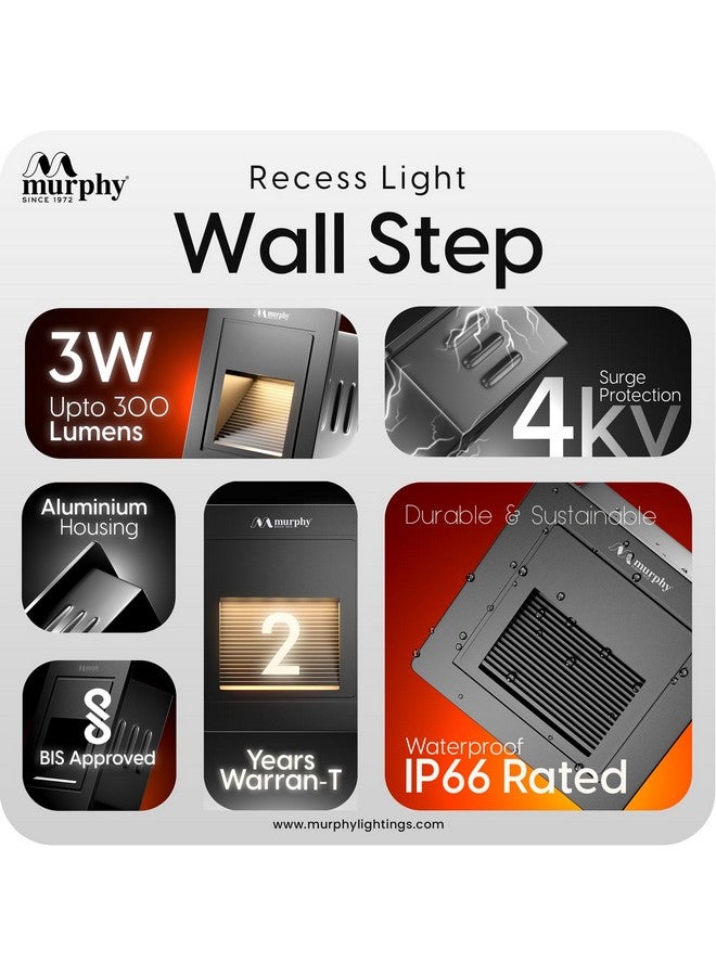 Murphy 3W Wall Step Conceal Light Outdoor and Indoor LED Foot Light with Aluminium IP65 Grade Waterproof Body : Warm White, Pack of 1 - Image 3
