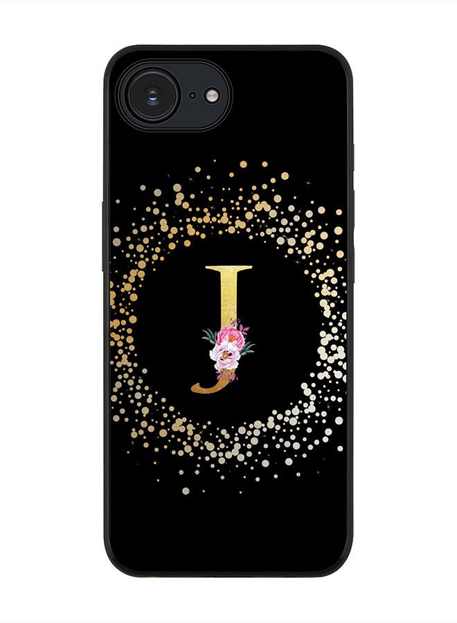 Stylizedd For Apple iPhone 16e Case,Slim fit Camera Protection, Shockproof Thin Phone cover  - Custom Monogram Floral - J ( Black ) - Image 1