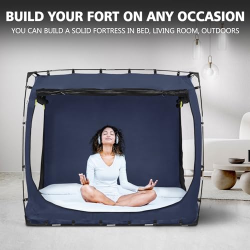 RIYDH Bed Tent Bed Canopy King Size Tents for Adult and Kids- Original Design Portable Dream Tent Indoor Sleeping Tents 80% Blackout with 3 Doors Breathable Big - Image 4