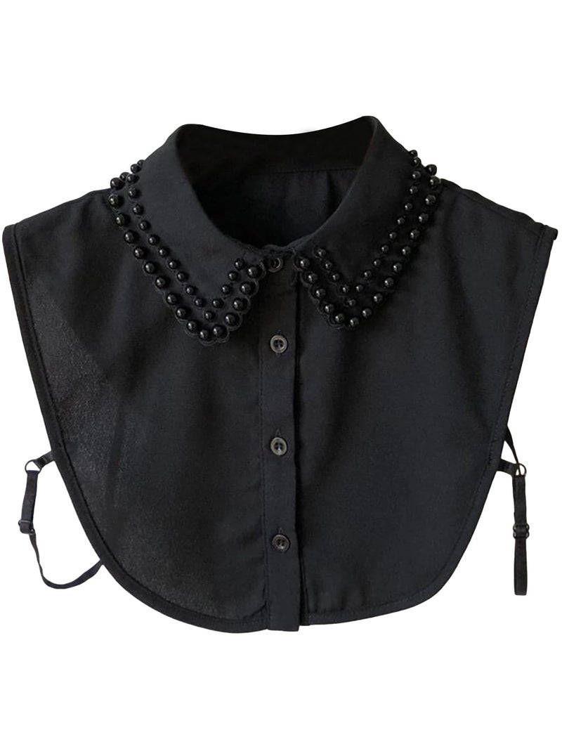 Verdusa Women's Fake Collar Detachable Dickey Collar Half Shirts Blouse Beaded Black One-Size - Image 1