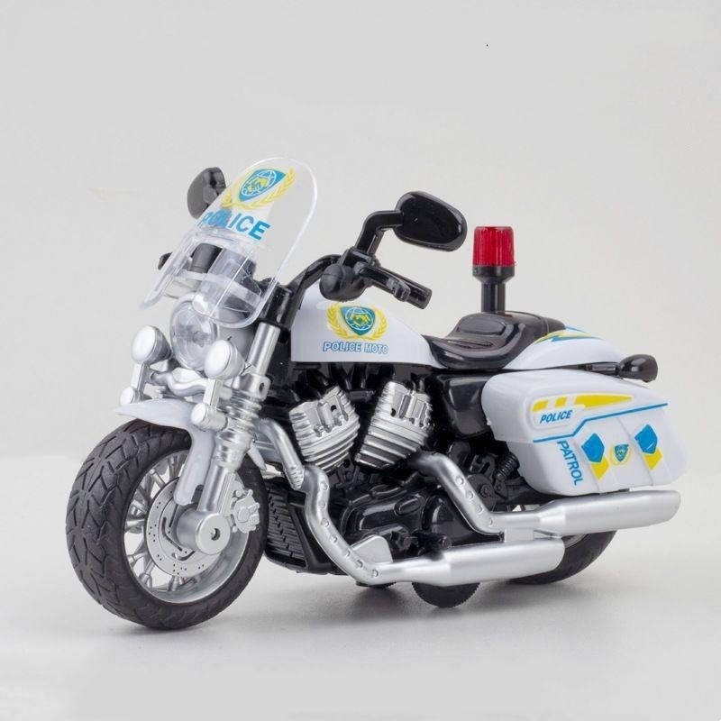 Alloy Motorcycle Model Ornament with Sound and Light Alloy police car white [window box with sound and light]] 