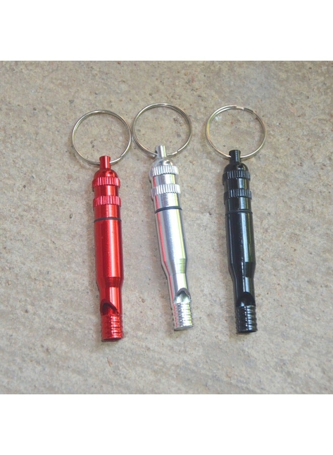 Generic Aluminum Alloy Multi-function Whistle Sealed Cabin Emergency Survival Whistle Emergency Survival Whistle Emergency Medicine Tank-Color:Red - Image 2