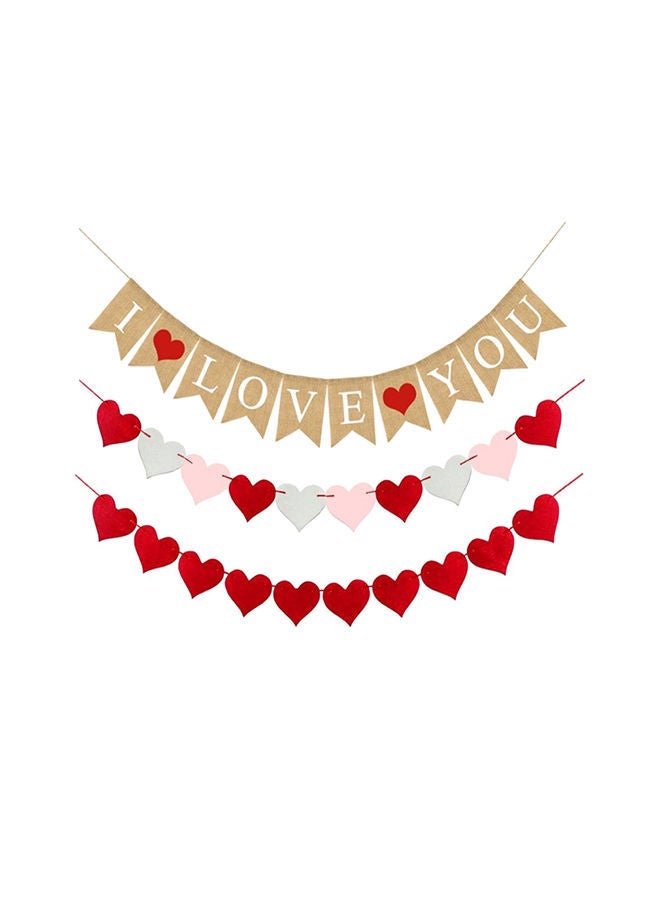 NIBEMINENT 3-Piece I Love You With Heart Banner