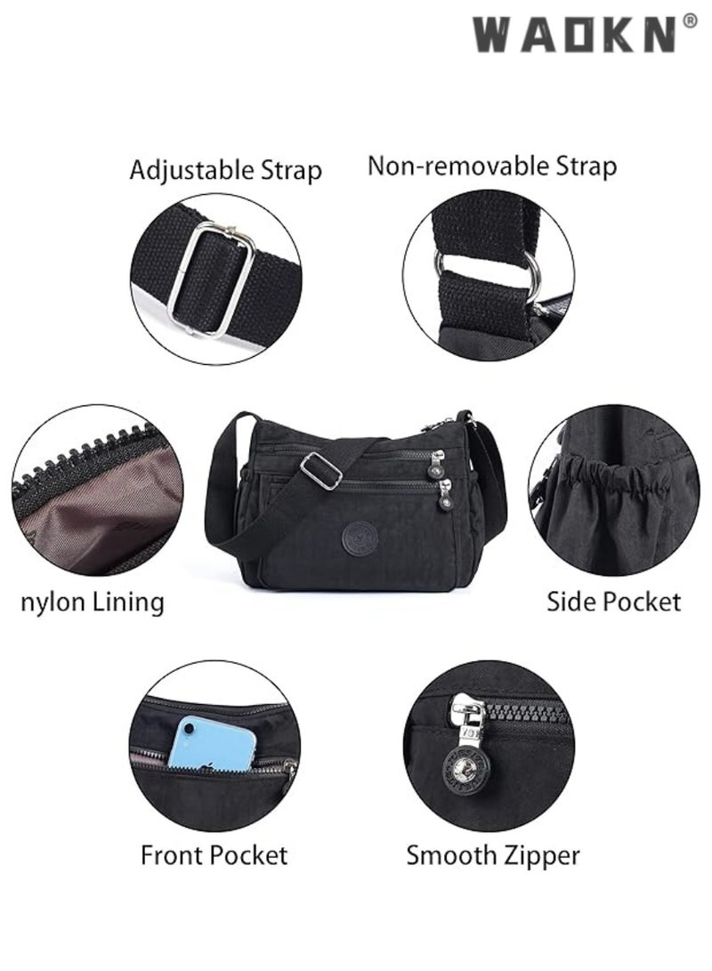 WAOKN Men And Women Fashion Versatile Multifunctional Messenger Bag Waterproof Handbag Casual Nylon Wallet Clutch Bag RFID Lightweight Messenger Bag Travel Essential Tools Easy To Clean - Image 5