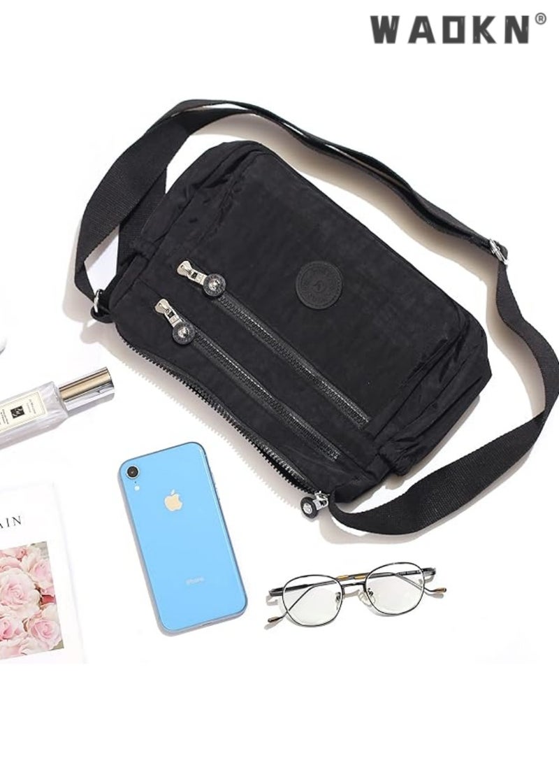 WAOKN Men And Women Fashion Versatile Multifunctional Messenger Bag Waterproof Handbag Casual Nylon Wallet Clutch Bag RFID Lightweight Messenger Bag Travel Essential Tools Easy To Clean - Image 3