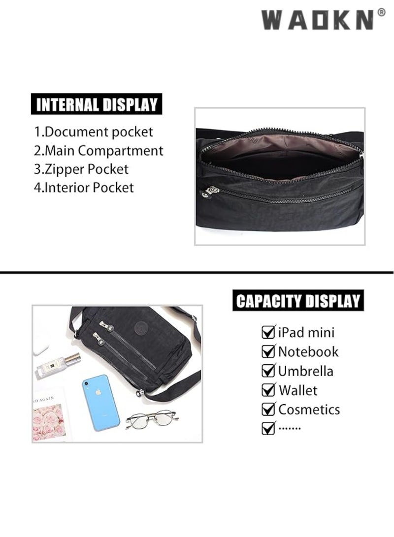 WAOKN Men And Women Fashion Versatile Multifunctional Messenger Bag Waterproof Handbag Casual Nylon Wallet Clutch Bag RFID Lightweight Messenger Bag Travel Essential Tools Easy To Clean - Image 4