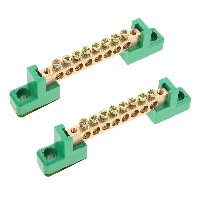 قطعتان من قضيب التأريض النحاسي مع 12 موضعًا للمحطات الطرفية لصندوق توزيع اللوحة الكهربائية - Image 1