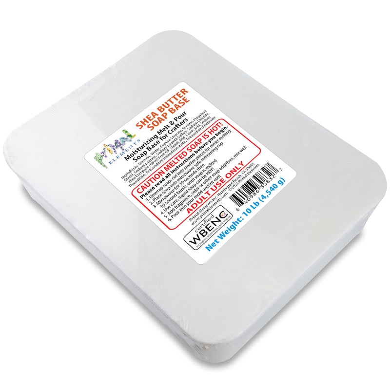 Primal Elements Shea Butter Soap Base - Moisturizing Melt and Pour Glycerin Soap Base for Crafting and Soap Making, Easy to Cut - 10 Pound - Image 2