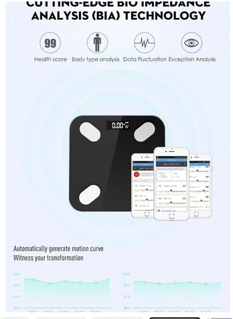 BMI Smart Bluetooth Body Weight Scale with APP – Ultra Slim, High Precision, Large Colored LED Display - Image 2