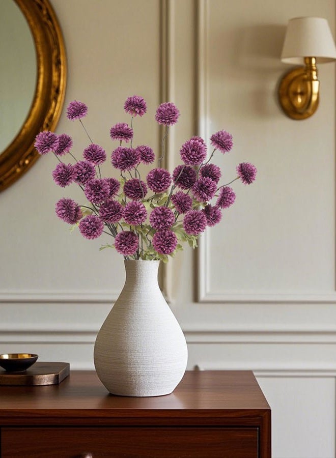 DuHouse 6pcs Artificial Flowers Faux Silk Pompon Mum,Silk Small Mini Chrysanthemum Ball with Stems for DIY Bouquets Centerpieces Vase Home Table Kitchen Decorations(Plum) - Image 5