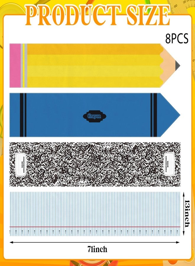 Breling 8 Pcs Preschool Graduation Decoration Kindergarten Table Runner Preschool Classroom Tablecloth Composition Pencil Crayon Ruler Notebook Table Runner for School Dining Room Classroom Decoration - Image 2