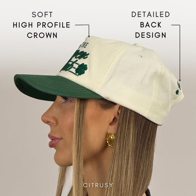 CITRUSY Vintage Low Profile Unstructured Hat | Cotton Flat Bill Snapback Rope Hat | Green St Patricks Day Irish Shamrock Lucky Clover Hiking Hat | Men & Womenâ€™s Cool Fitted Retro Cap (Clover Club | Green) - Image 5
