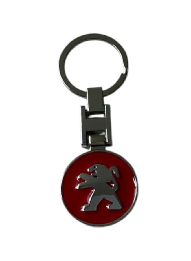 Luxury Metal Car Key Chain - Rust Resistant - Car Key Accessories - Red - Fits Peugeot Cars