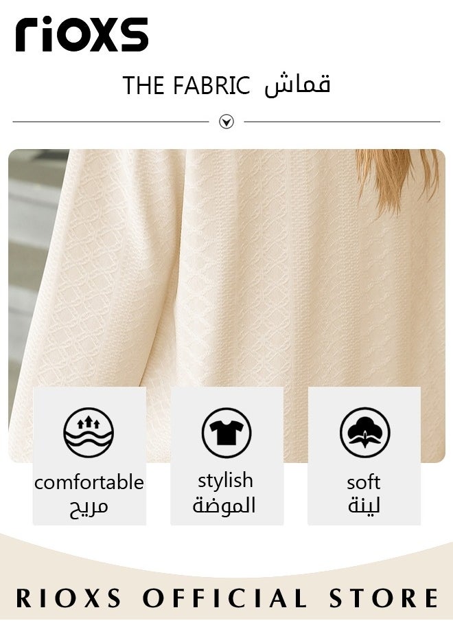 RIOXS - Women's V-neck Long Sleeve Shirt, Classic Comfortable Long Sleeve Tunic Blouses with Unique Dsign, Elegant Loose Fit Blouses, Soft Pullover Shirt, Suitable for a Casual Everyday Look, Formal, and Other Occasions - Image 1