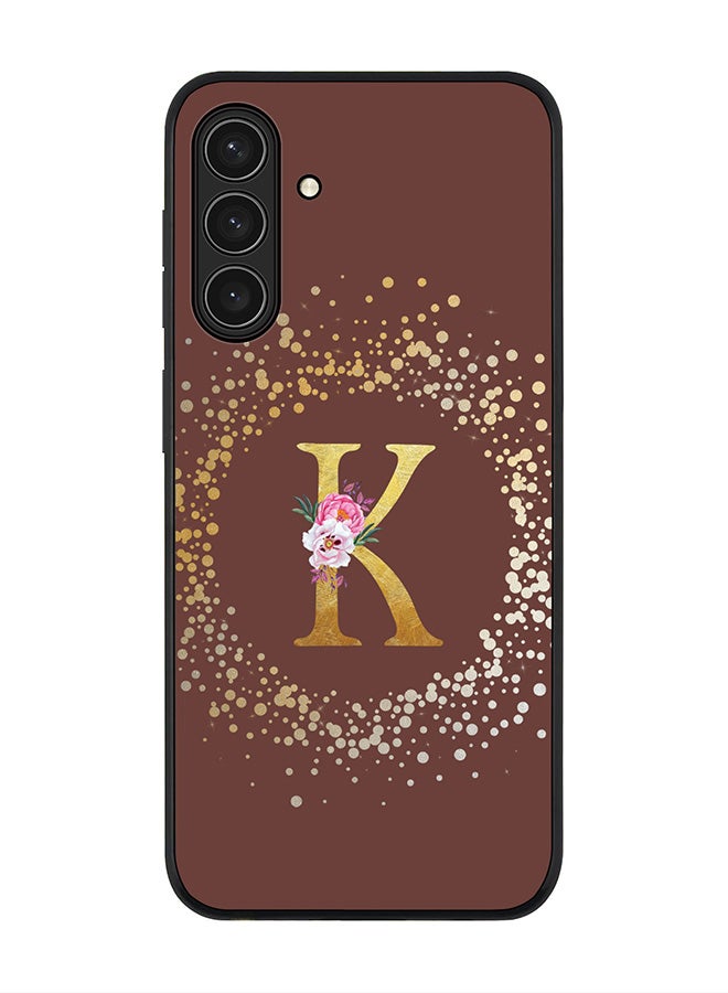 Stylizedd For Samsung Galaxy A17 / A17 4G Case,Slim fit Camera Protection, Shockproof Thin Phone cover  - Custom Monogram Floral - K  (Brown )