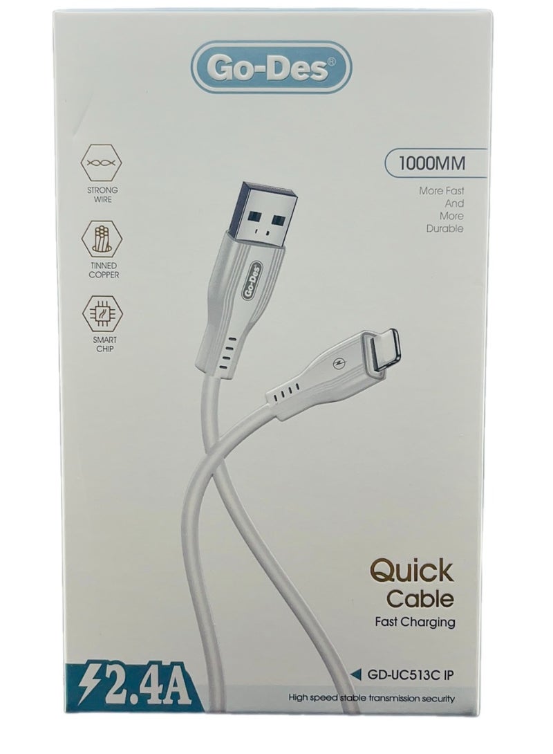 جو-ديز كيبل شاحن ايفون فائق السرعة من النايلون، خط شحن بيانات آمن ومستقر وسريع وآمن للشحن ومزامنة البيانات - Image 1