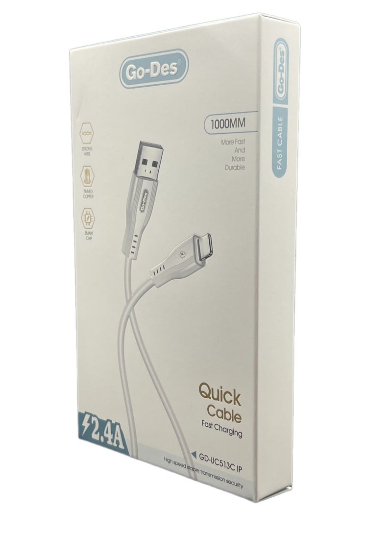 جو-ديز كيبل شاحن ايفون فائق السرعة من النايلون، خط شحن بيانات آمن ومستقر وسريع وآمن للشحن ومزامنة البيانات - Image 2