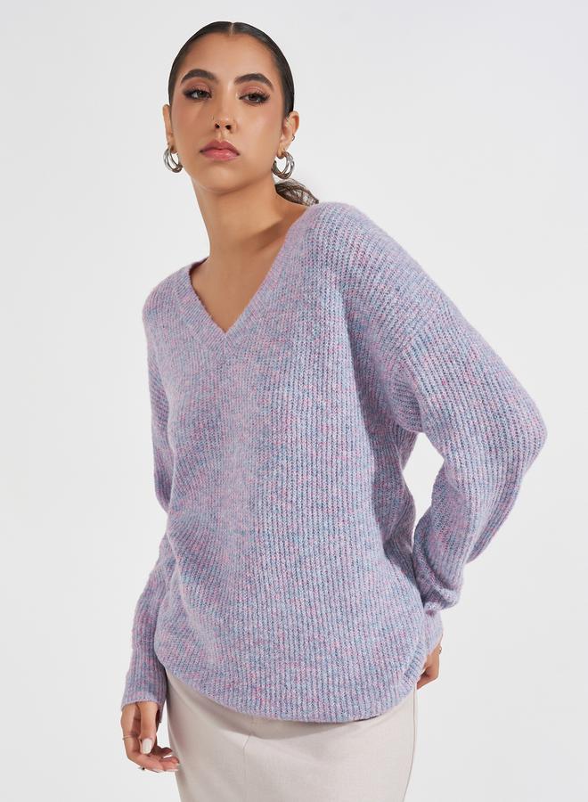 Styli Oversized Regular Length V Neck Sweater  - Image 1