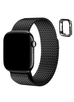 Fullmosa Fullmosa Compatible Apple Watch Band 41Mm 40Mm 38Mm, Stainless Steel Mesh Loop Magnetic Clasp Iwatch Strap With Tpu Case For Apple Watch Series 9 8 7 6 5 4 3 2 1 Se Se2 (Black), 22 mm  - Image 1