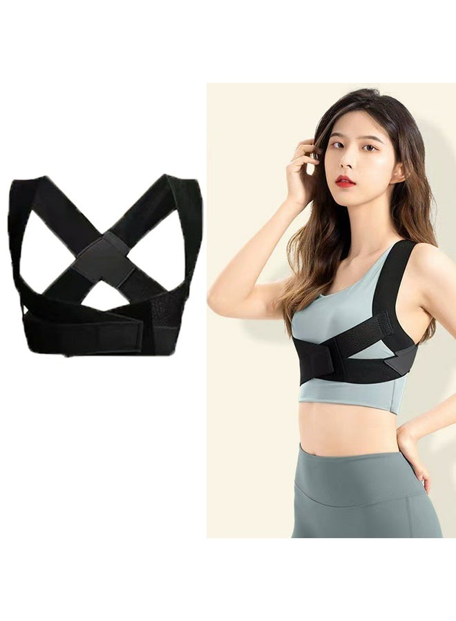 Posture Corrector for Men & Women, Back Brace, Shoulder Brace, Posture Corrector for Neck and Back Pain Relief, Adjustable Back Support, Posture Back Brace, Back Posture Corrector: Adjustable Shoulder Posture Support for Men & Women (Black, Medium) - Image 1