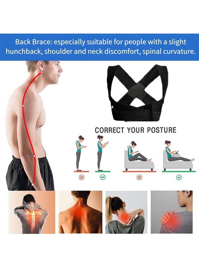 Posture Corrector for Men & Women, Back Brace, Shoulder Brace, Posture Corrector for Neck and Back Pain Relief, Adjustable Back Support, Posture Back Brace, Back Posture Corrector: Adjustable Shoulder Posture Support for Men & Women (Black, Medium) - Image 5