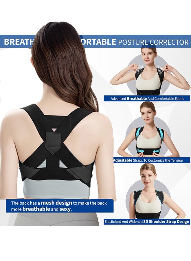 Posture Corrector for Men & Women, Back Brace, Shoulder Brace, Posture Corrector for Neck and Back Pain Relief, Adjustable Back Support, Posture Back Brace, Back Posture Corrector: Adjustable Shoulder Posture Support for Men & Women (Black, Medium) - Image 3