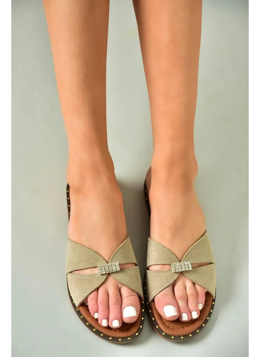 Fox Shoes U291290002 Beige Suede Women's Slippers
