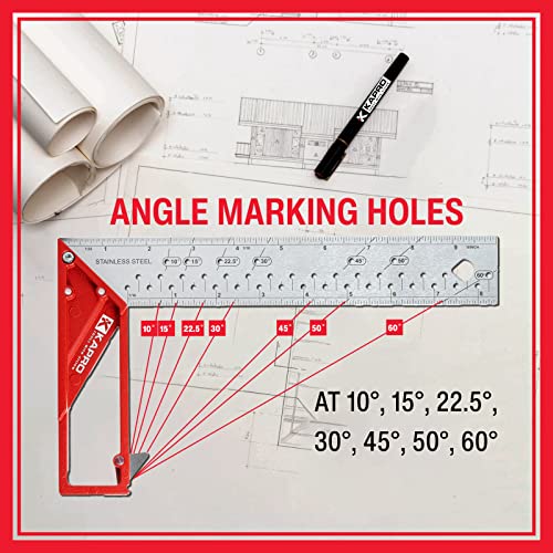 Kapro - 353 Professional Ledge-It Try & Mitre Square - For Leveling and Measuring - Features Stainless Steel Blade, Retractable Ledge, and Etched Ruler Markings - 10 Inch - Image 3