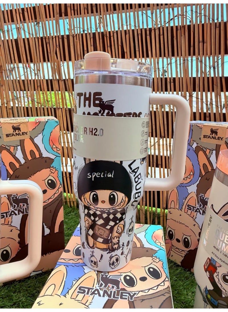 Stanley Labubu Quencher H2.0 40oz Limited Edition Tumbler | Double Wall Vacuum Insulated Stainless Steel Travel Mug with Handle & FlowState Lid | Keeps Drinks Cold 12h & Hot 7h | Eco-Friendly Reusable Cup with Straw Stopper – Exclusive Labubu Gift Box Packaging - Image 2