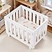 Minamzee 112 Dollhouse Cirb 1 Set Wooden Miniature Dollhouse Crib with Bedding Cradle Model Mini Doll Crib Doll Pets Furniture Decorations Accessories - Image 2