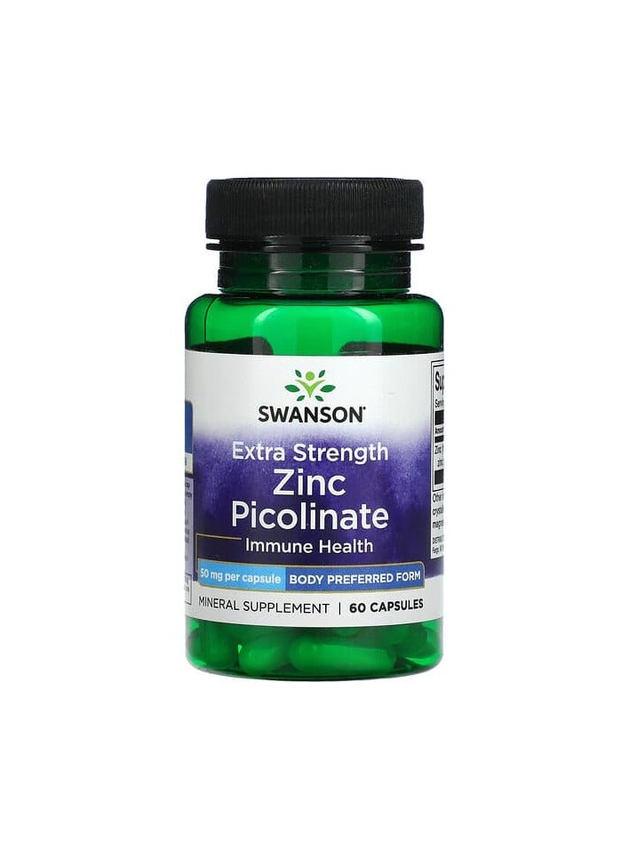 SWANSON Extra Strength Zinc Picolinate, 50 mg, 60 Capsules