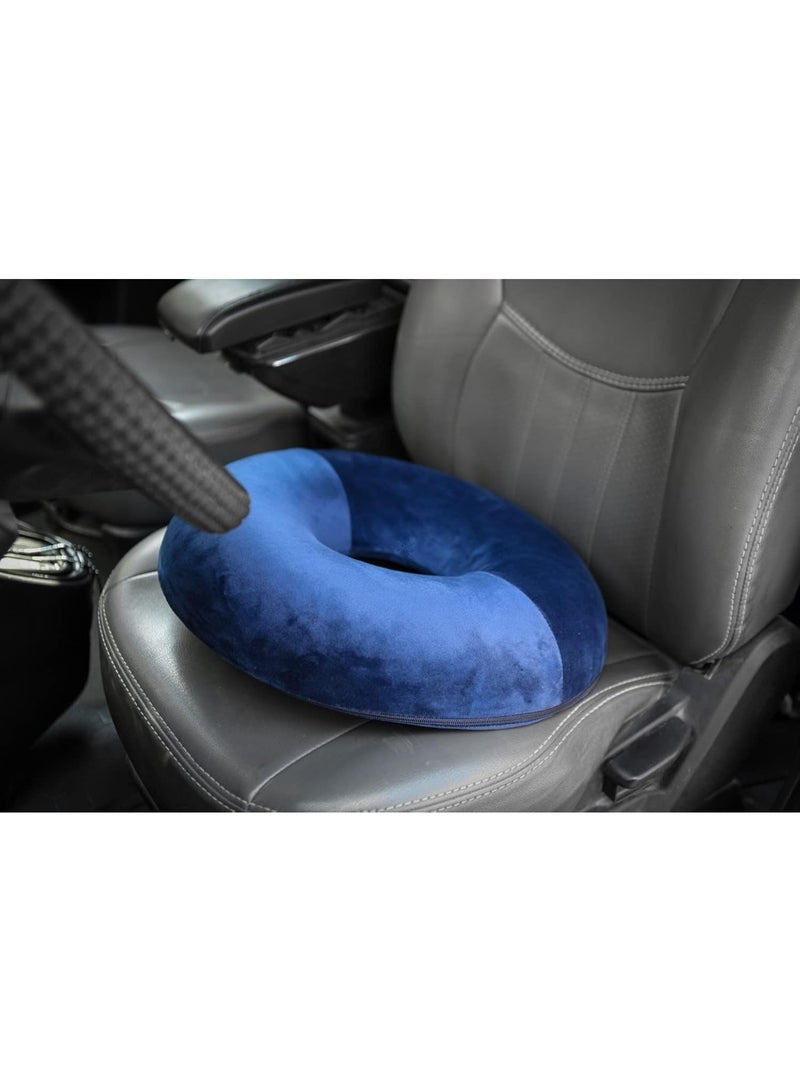Hemorrhoid Seat Cushion - American Memory Foam for Hemorrhoids and Lower Back Pain, Round Shape for Office Chair, Home, and Car, Blue - Image 4