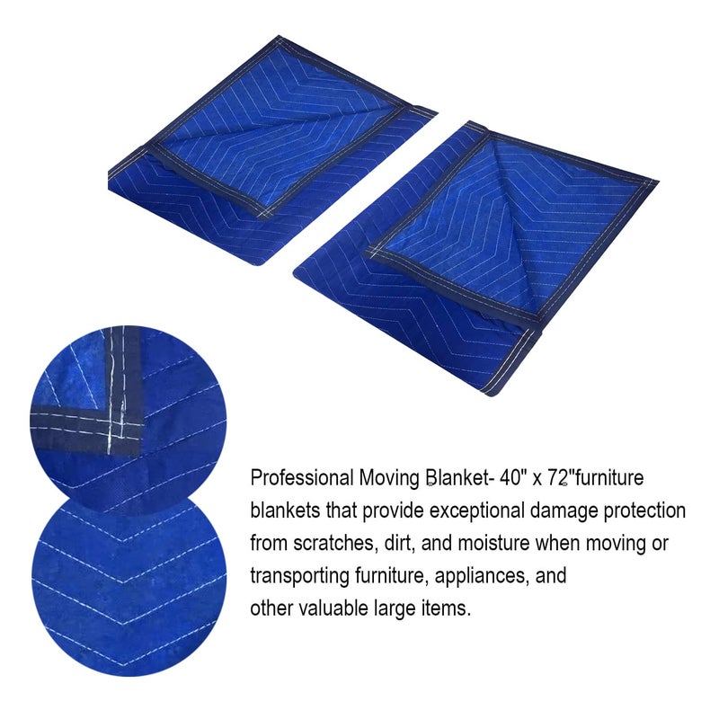 UDAREIT 3 Pack Moving Blankets 40X72In Heavy Duty Padded Packing Blankets For Moving Shipping Protecting Furniture Professional Quilted Furniture Blankets For Moving Supplies - Image 4