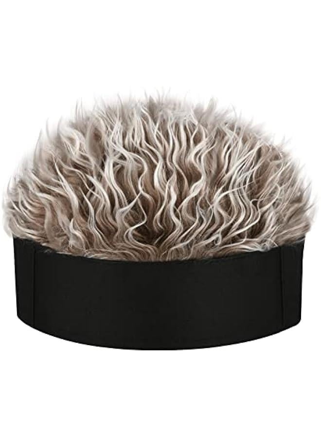 Frosted Tips Wig Novelty Hat with Hair for Men Spiked Hair Wig Funny Beanie Hats for Women  - Image 1