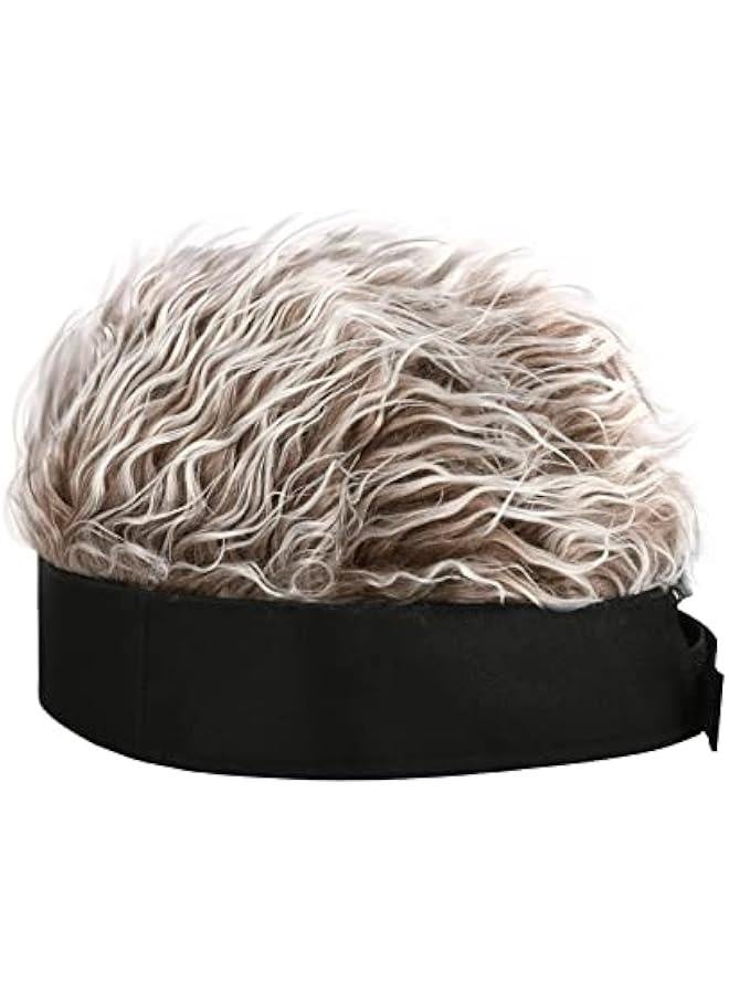 Frosted Tips Wig Novelty Hat with Hair for Men Spiked Hair Wig Funny Beanie Hats for Women  - Image 3