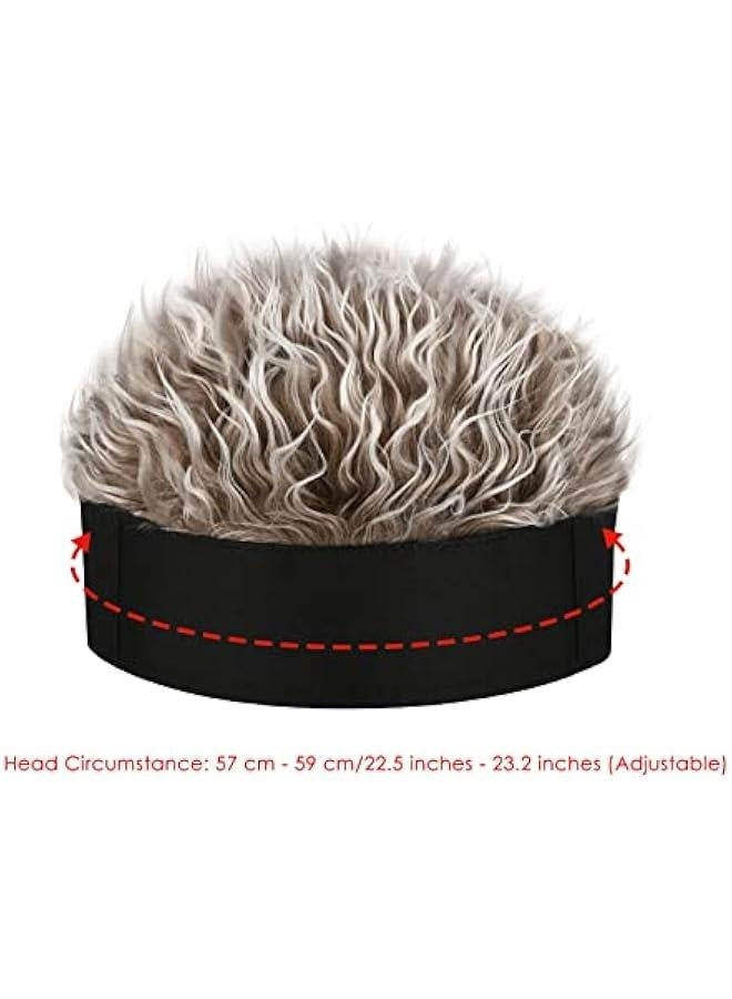 Frosted Tips Wig Novelty Hat with Hair for Men Spiked Hair Wig Funny Beanie Hats for Women  - Image 2