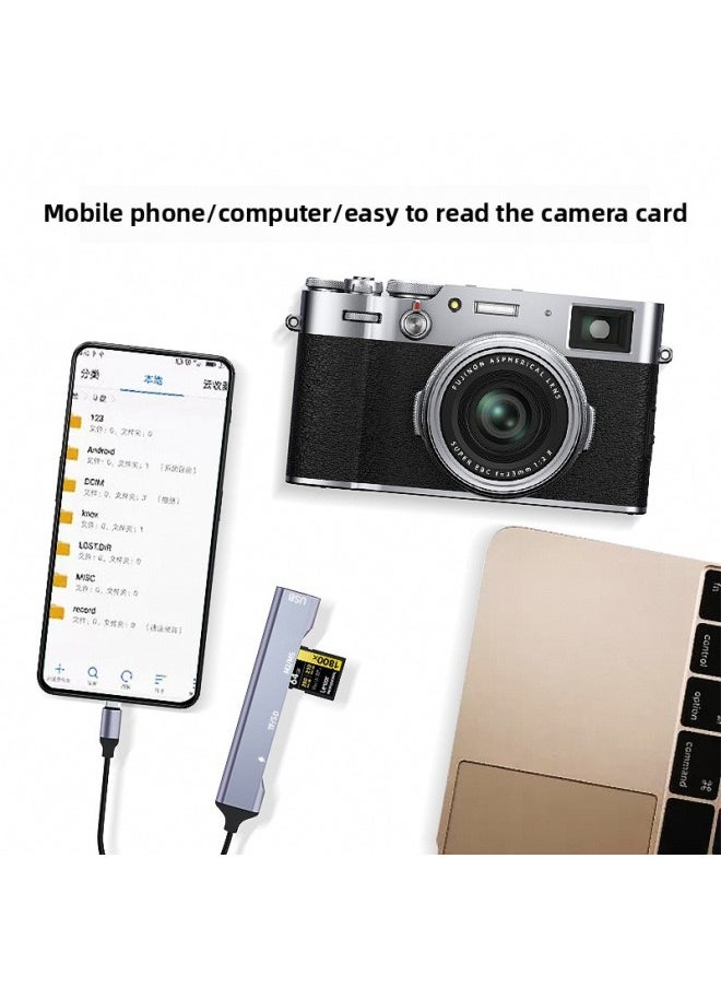 Generic - Ms Six-in-one Card Reader With Power Supply Multi-function Reading Sdtfmsm2usb USB Flash Drive OTG Function Mobile Phone Reading Disk-Color:Apple Connector Read [Ms/sd/tf/m2/usb/charging]] - Image 1