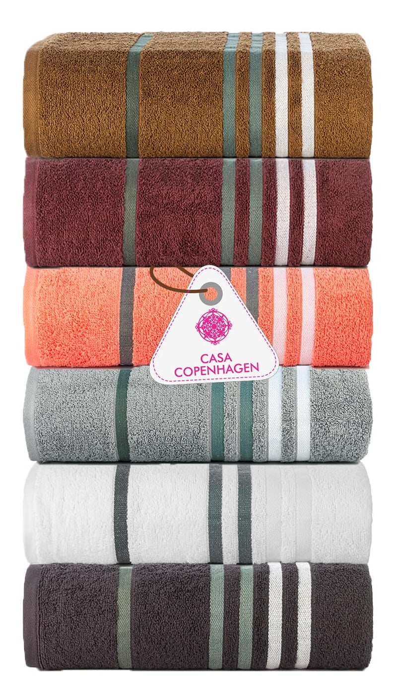 Casa Copenhagen Exotic Luxury Hotel & Spa Quality, 525 GSM Premium Super Soft Cotton, 6 Piece Hand Towel Set,Black,White,Frost Grey, Living Coral,Windore Wine,Toffee - Image 1