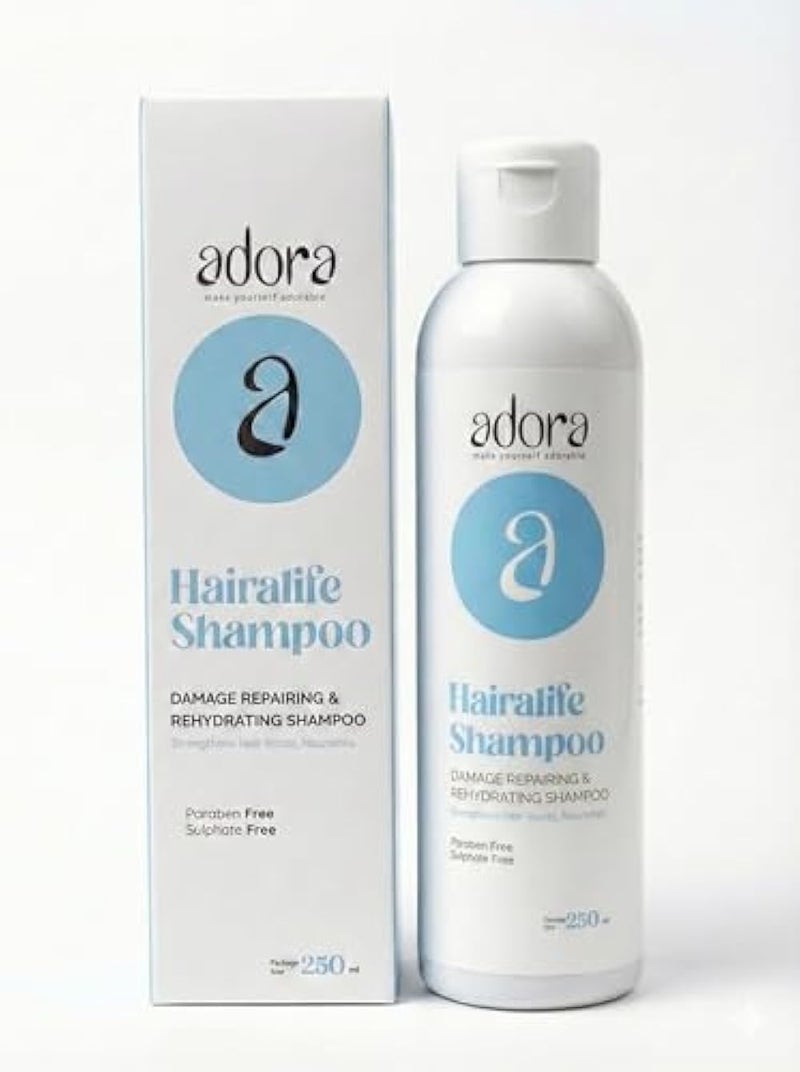 Adora Heralife Shampoo for Fall & Moisture for Stressed & Brittle Hair - Enriched with Caffeine & Rosemary, Sulfate & Silicone Free, 250ml - Image 1
