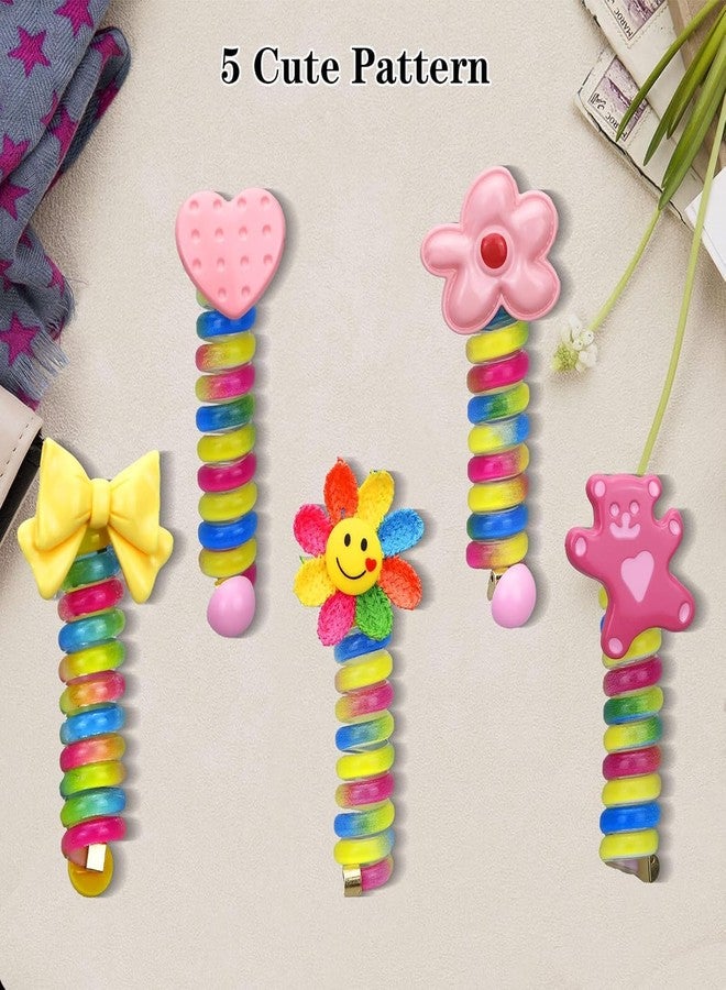 Rexez 5 Pcs Waterproof Coil Hair Ties - Ponytail Holders for Girls, Teens & Toddlers - No Damage, Strong Stretch Hair Accessories for Thick & Thin Hair (Random Colors) - Image 2