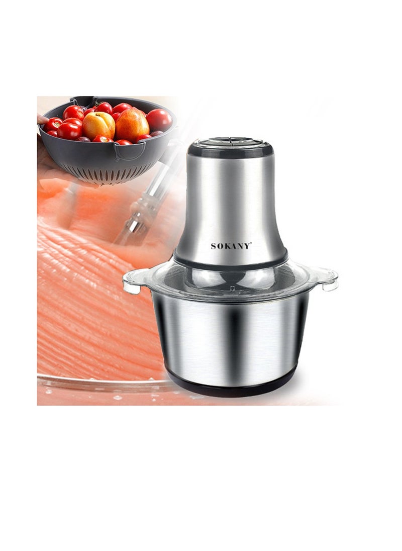 sokany Stainless steel Capacity Electric Chopper 2 L 800 W SK-7002 Silver  - Image 2