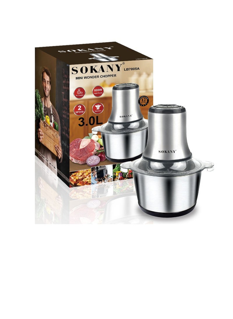 sokany Stainless steel Capacity Electric Chopper 2 L 800 W SK-7002 Silver  - Image 4