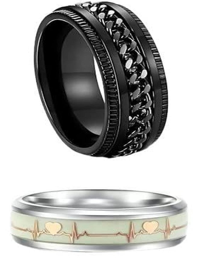 IGA COLLECTION Valentine Stylish Fashionable Latest Combo ECG & Black Dude Chain Ring W2 (19) - Image 1