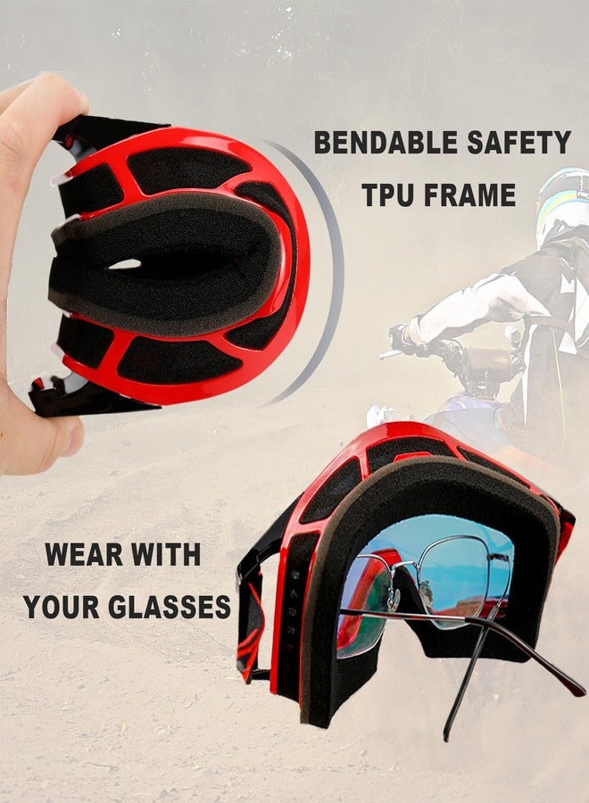 NENKI Dirt Bike Goggles Motocross Goggles with Nose Cover MX Goggles ATV Off Road Dirtbike Goggles for Unisex Adult (Red Lens) - Image 5
