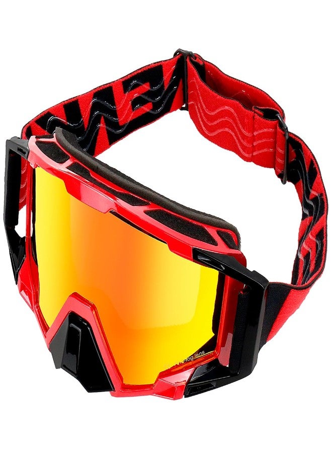 NENKI Dirt Bike Goggles Motocross Goggles with Nose Cover MX Goggles ATV Off Road Dirtbike Goggles for Unisex Adult (Red Lens) - Image 1